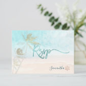 PixDezines Mitzvah RSVP Breezy Beach Palm Trees (Staand voorkant)