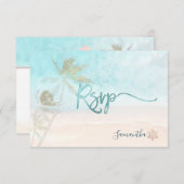 PixDezines Mitzvah RSVP Breezy Beach Palm Trees (Voorkant / Achterkant)
