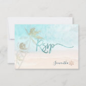 PixDezines Mitzvah RSVP Breezy Beach Palm Trees  Kaartje (Voorkant)