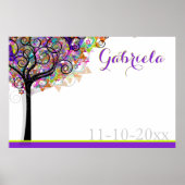 PixDezines Mitzvah Tree of Life Sign In Board Poster (Voorkant)