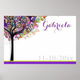 PixDezines Mitzvah Tree of Life Sign In Board Poster