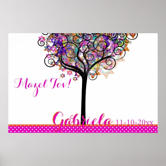 PixDezines Mitzvah Tree of Life Sign In Board Poster (Voorkant)