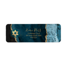 PixDezines Mitzvah Watercolor Agaat Tealgroen Etiket