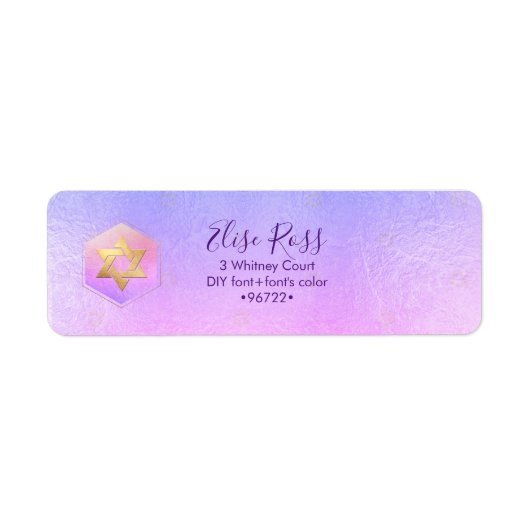 PixDezines Mitzvah Watercolor Agate Paarse Label (Voorkant)