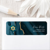 PixDezines Mitzvah Waterverf Agate Blauwgroen Groe Etiket (Insitu)