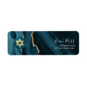 PixDezines Mitzvah Waterverf Agate Blauwgroen Groe Etiket (Voorkant)