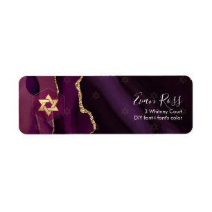 PixDezines Mitzvah Waterverf Agate Burgundy Etiket