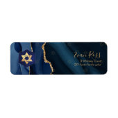 PixDezines Mitzvah Waterverf Agate Navy Blue Etiket (Voorkant)