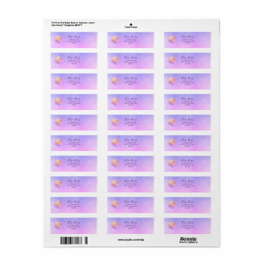 PixDezines Mitzvah Waterverf Agate Paars Label (Full Sheet)