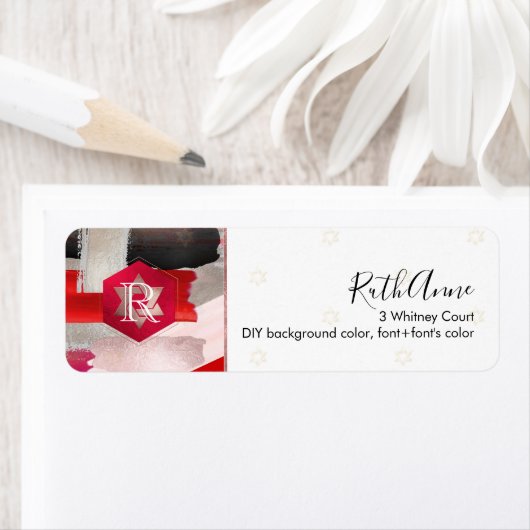 PixDezines Mitzvah Waterverf Swatches Rood + Zwart Etiket (Insitu)