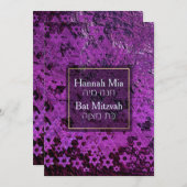 PixDezines Mod/Bat Mitzvah/David/Paarse Kaart (Voorkant / Achterkant)