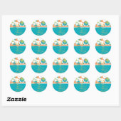 PixDezines Mod Bubbles, retro Bat Mitzvah/blauwgro Ronde Sticker (Vel)
