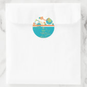 PixDezines Mod Bubbles, retro Bat Mitzvah/blauwgro Ronde Sticker (Tas)