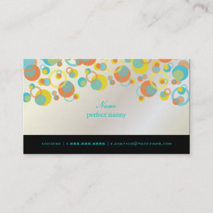 PixDezines Mod Bubbles / Retro Style + Kleuren Visitekaartje