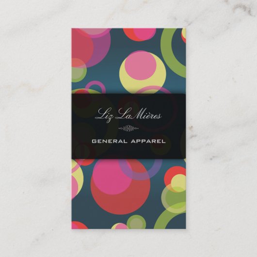 PixDezines Mod Bubbles / Retro Style + Kleuren Visitekaartje (Voorkant)