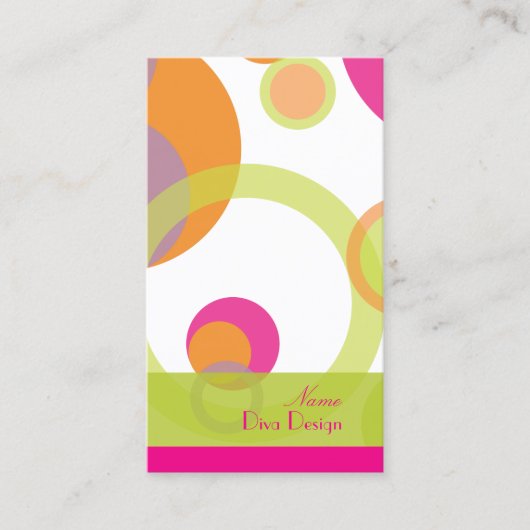 PixDezines Mod Bubbles / Retro Syle + Kleuren Visitekaartje (Voorkant)
