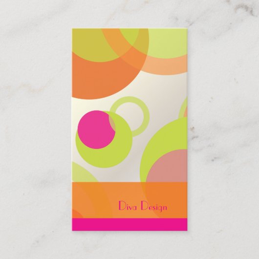 PixDezines Mod Bubbles / Retro Syle + Kleuren Visitekaartje (Voorkant)