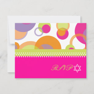 PixDezines Mod Bubbles RSVP naar Bat  Mitvah Kaartje