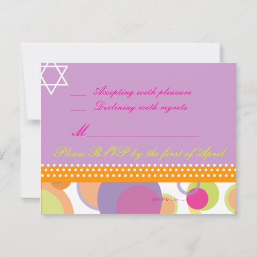PixDezines Mod Bubbles RSVP tegen Bat Mitvah (Achterkant)