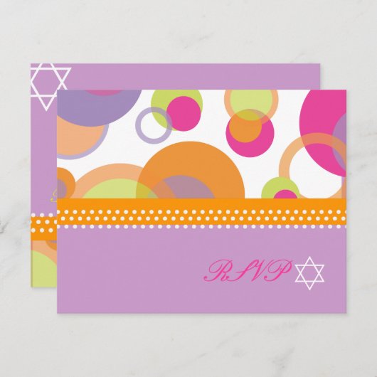 PixDezines Mod Bubbles RSVP tegen Bat Mitvah (Voorkant / Achterkant)