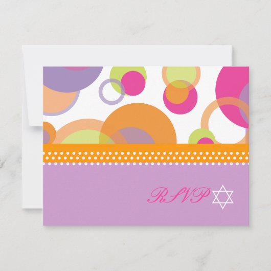 PixDezines Mod Bubbles RSVP tegen Bat Mitvah Kaartje (Voorkant)