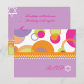 PixDezines Mod Bubbles RSVP tegen Bat Mitvah Kaartje (Voorkant / Achterkant)