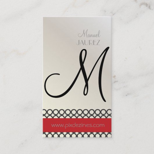 PixDezines Mod Ringen, monogram Visitekaartje (Voorkant)