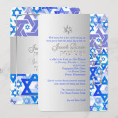 PixDezines mod stars/Bar Mitswa/donkerblauw/zilver Kaart (Voorkant / Achterkant)