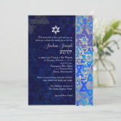 PixDezines mod stars/Bar Mitswa/donkerblauw/zilver Kaart (Staand voorkant)