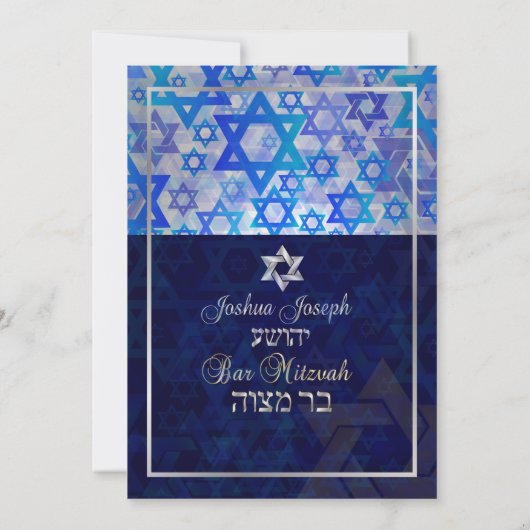 PixDezines mod stars/Bar Mitswa/donkerblauw/zilver Kaart (Achterkant)