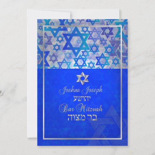 PixDezines mod stars/Bar Mitswa/donkerblauw/zilver Kaart (Achterkant)