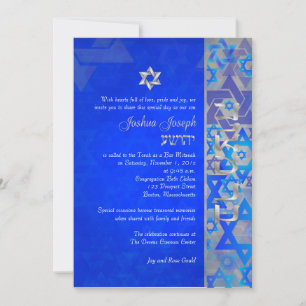 PixDezines mod stars/Bar Mitswa/donkerblauw/zilver Kaart