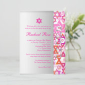 PixDezines mod stars/Bar Mitswa/hot pink/silver Kaart (Staand voorkant)