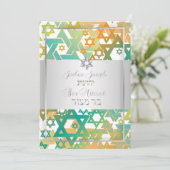 PixDezines mod stars/Bar Mitzvah/blauwgroen+sinaas Kaart (Staand voorkant)