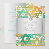 PixDezines mod stars/Bar Mitzvah/blauwgroen+sinaas Kaart (Voorkant / Achterkant)