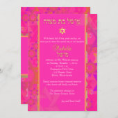 PixDezines mod stars/Bat Mitswa/hot pink Kaart (Voorkant / Achterkant)