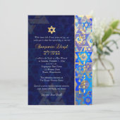 PixDezines mod sterren Bar Mitswa Donkerblauw Goud Kaart (Staand voorkant)