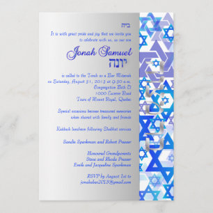 PixDezines mod sterren/Bar Mitzvah/blue/Silver Kaart
