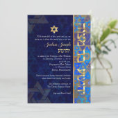 PixDezines mod sterren/Bar Mitzvah/dark blue/gold Kaart (Staand voorkant)