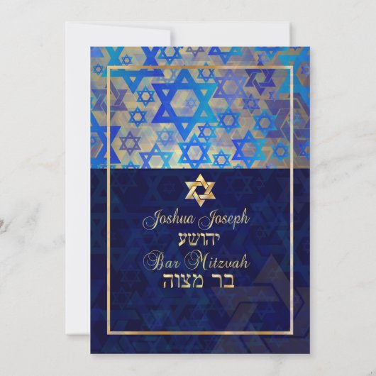 PixDezines mod sterren/Bar Mitzvah/dark blue/gold Kaart (Achterkant)