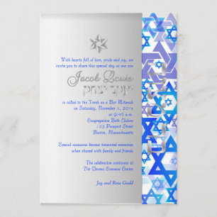 PixDezines mod sterren/Bar Mitzvah/dark blue/Silve Kaart