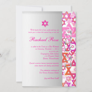 PixDezines mod sterren/Bar Mitzvah/hot roze/zilver Kaart