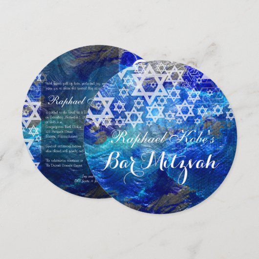 PixDezines/mod sterren/Bar Mitzvah Kaart (Voorkant / Achterkant)