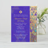 PixDezines mod sterren Bar Mitzvah Paars Gold Kaart (Staand voorkant)