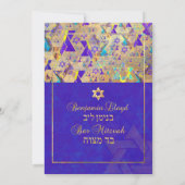 PixDezines mod sterren Bar Mitzvah Paars Gold Kaart (Achterkant)
