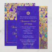 PixDezines mod sterren Bar Mitzvah Paars Gold Kaart (Voorkant / Achterkant)