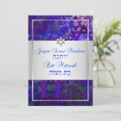 PixDezines mod sterren/Bar Mitzvah/violet/zilver Kaart (Staand voorkant)