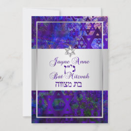 PixDezines mod sterren/Bar Mitzvah/violet/zilver Kaart