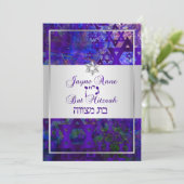 PixDezines mod sterren/Bar Mitzvah/violet/zilver Kaart (Staand voorkant)