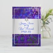 PixDezines mod sterren/Bar Mitzvah/violet/zilver Kaart (Staand voorkant)